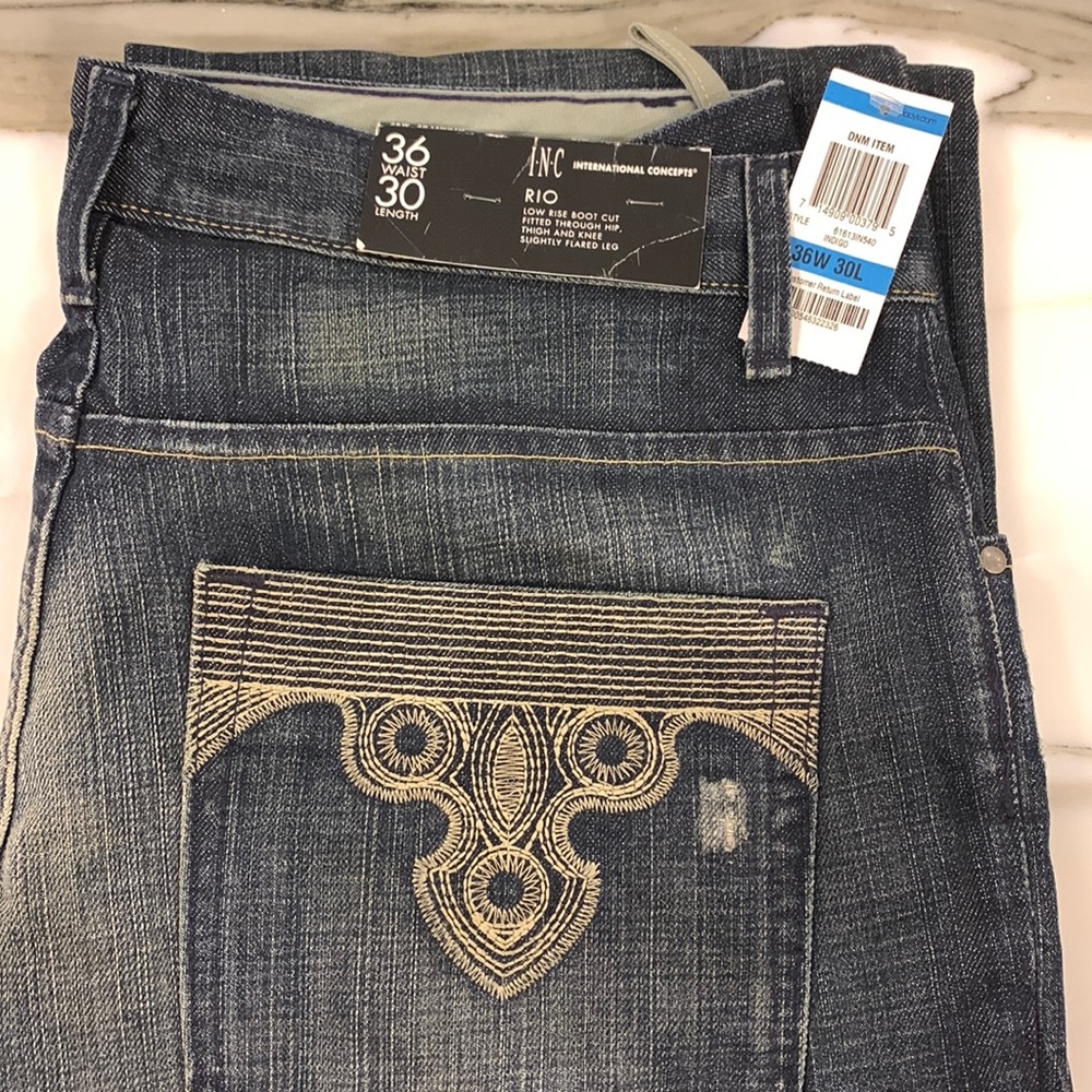 International Concept “Rio” Designer Bootcut Denim Jeans, 36” x 30-NWT